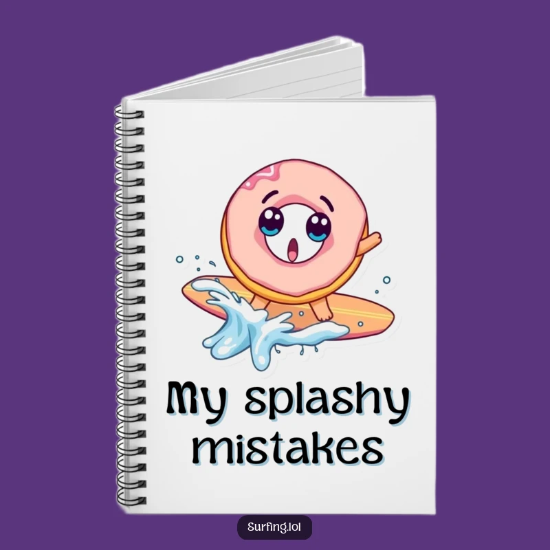 Funny Donut Surf Fail Notebook: Surprised Splash, Jot Down Ideas