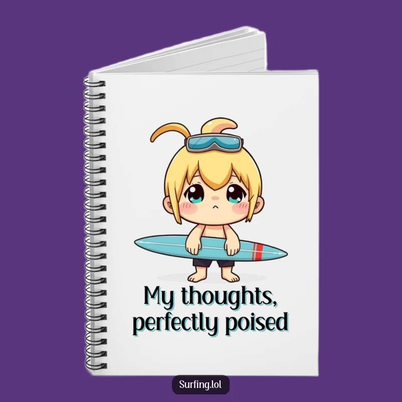 Funny Surfer Notebook: Concentrated Character Balancing Surfboard Gift