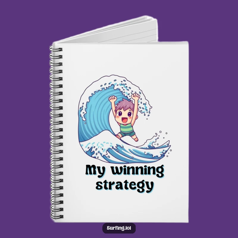 Funny Triumphant Surfer Notebook - Happy Character Victory Pages, Humorous Journal