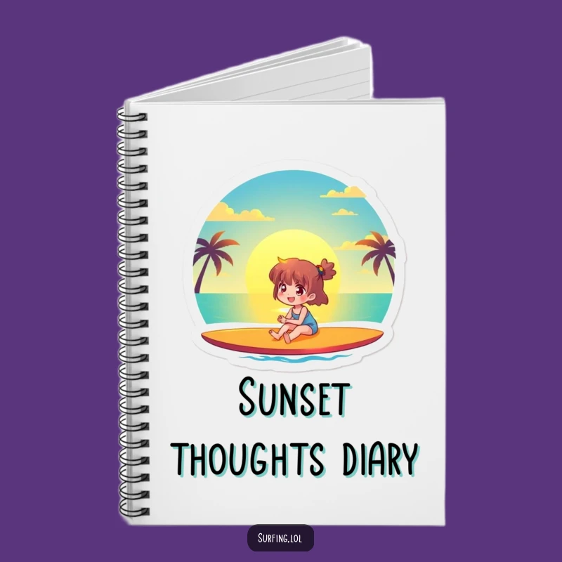 Funny Sunset Surfer Notebook: Joyful Character Journal Gift