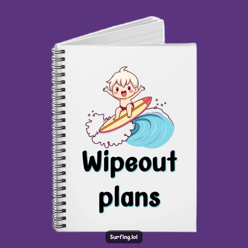 Funny Surfer Journal Notebook: Cute Character Wave Ride, Creative Funny Gift