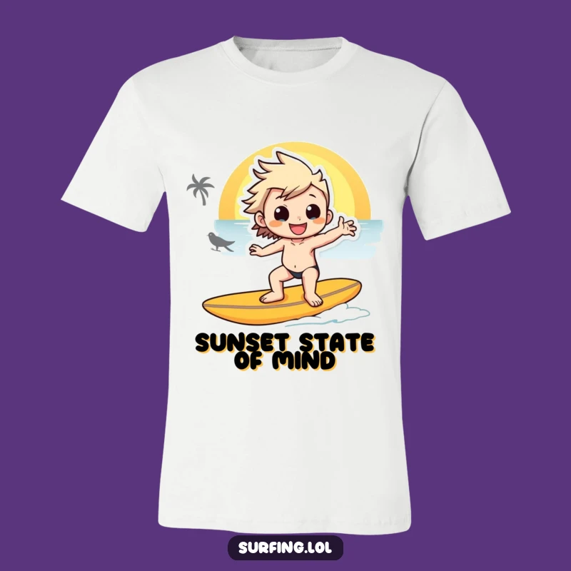 Funny Sunset Surfer Tee - Cool Pose Vibes, Trendy Funny Gift