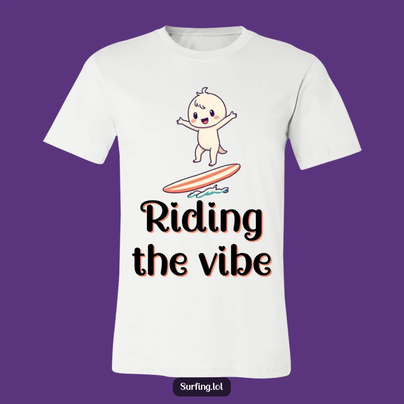 Funny Surfer Character T-Shirt: Wear Your Balance and Humor with This Beachy Tee!