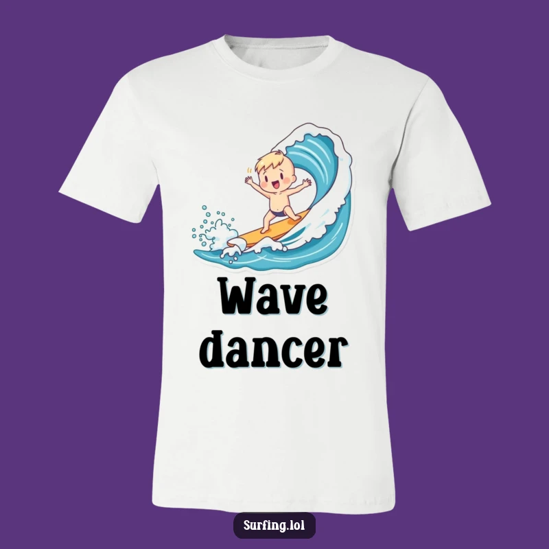 Funny Surfer Dance T-Shirt: Charming Figure Catches Wave, Awesome Funny Gift