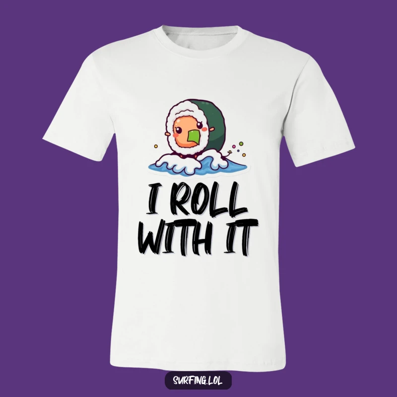 Funny Sushi Wave T-Shirt: Wobbly Roll, Comical Tee for Foodies