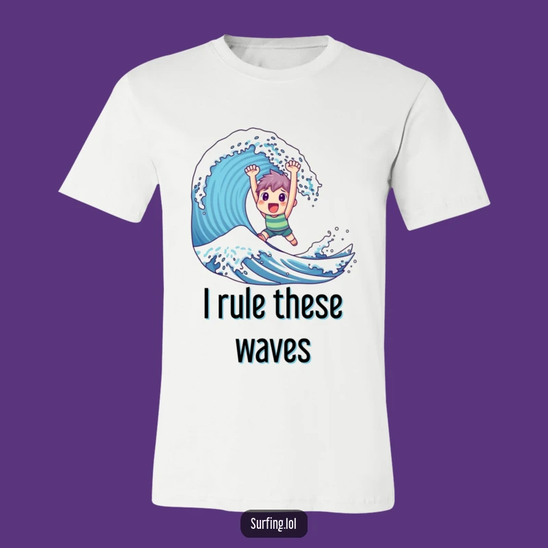 Funny Triumphant Surfer T-Shirt - Happy Character Wave Victory, Hilarious Gift