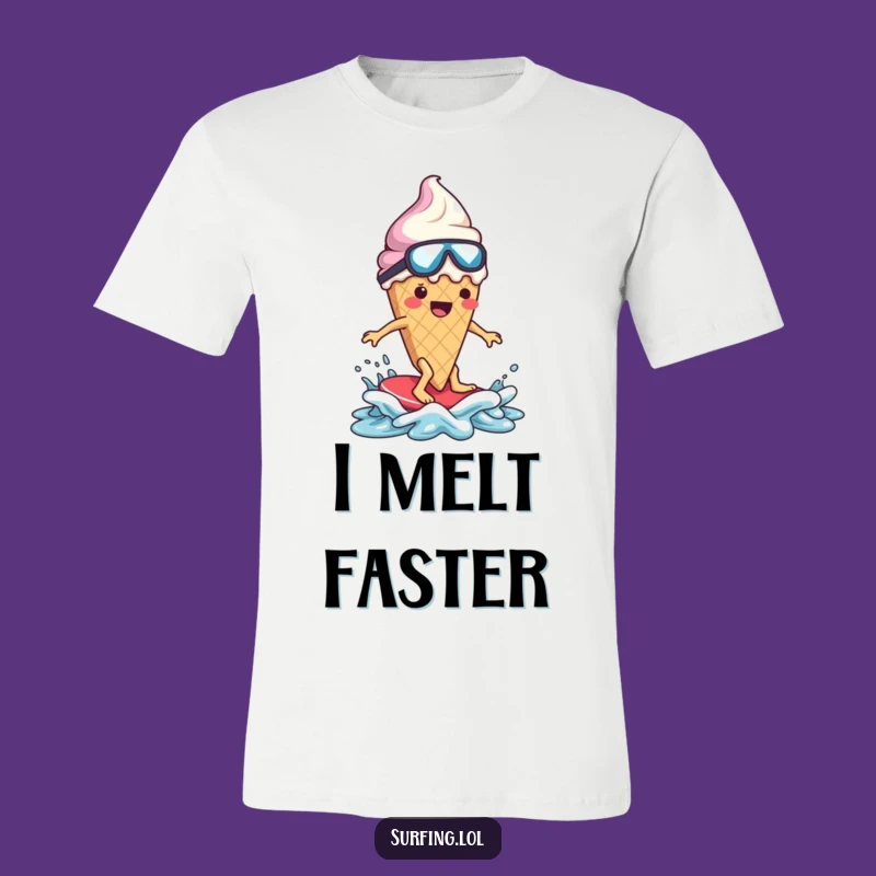 Funny Melting Ice Cream Surfer T-Shirt: Sweet Wipeout Style, Perfect Funny Gift
