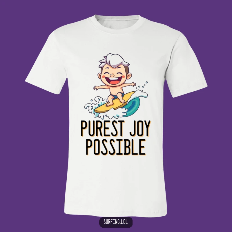Funny Joyful Surfer Tee - Exaggerated Grin, Happy Funny Gift