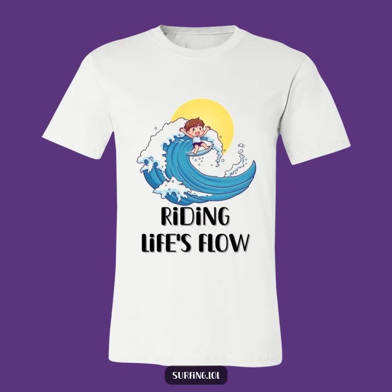 Funny Surfer Character T-Shirt: Ride the Fun with This Exuberant Tee