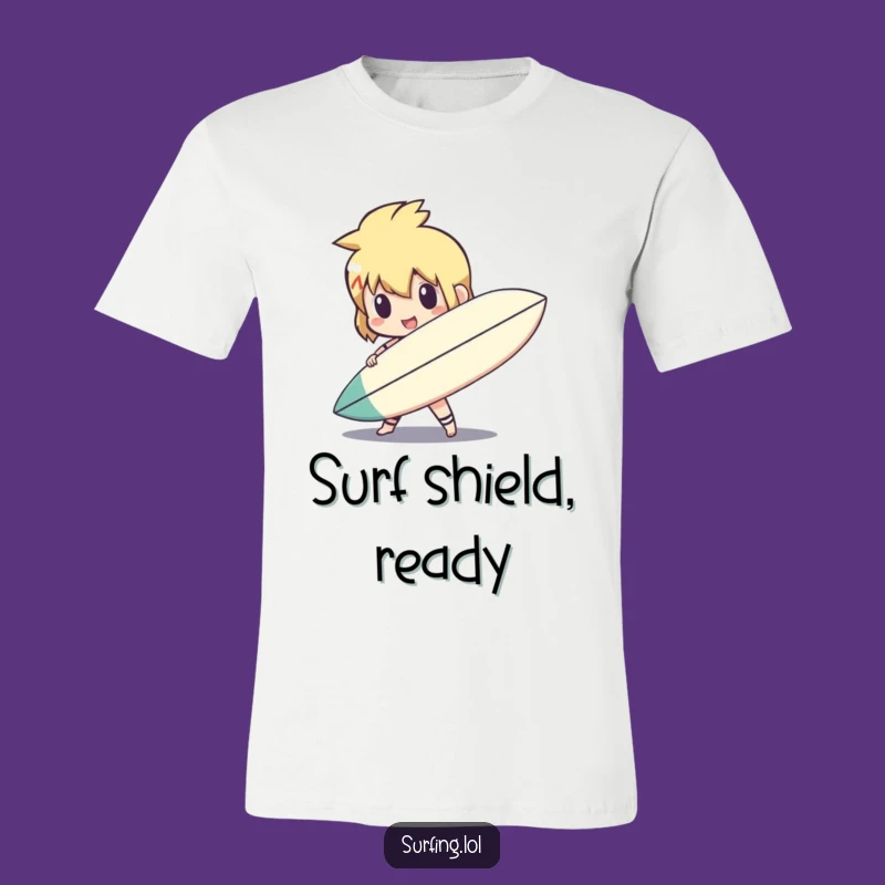 Funny Surf Shield Character T-Shirt: Action Pose Tee, Beach Warrior, Perfect Funny Gift