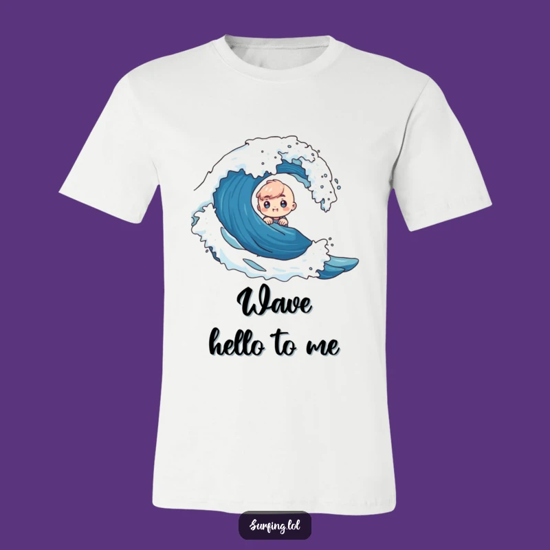 Funny Tiny Wave Surfer T-Shirt - Curious Excitement Tee