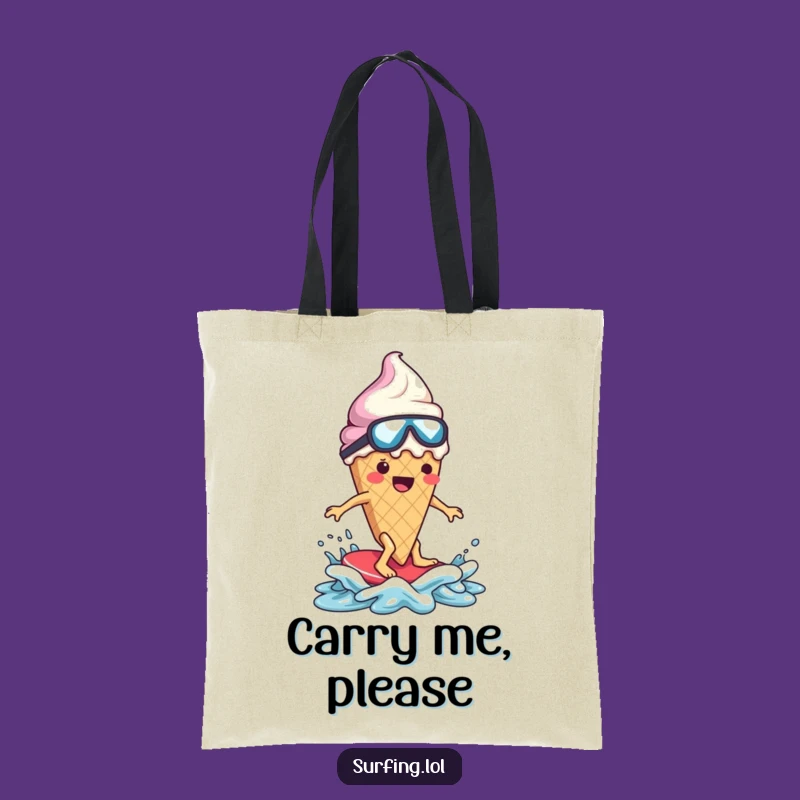 Funny Melting Ice Cream Surfer Tote Bag: Carry Your Laughs, Great Funny Gift