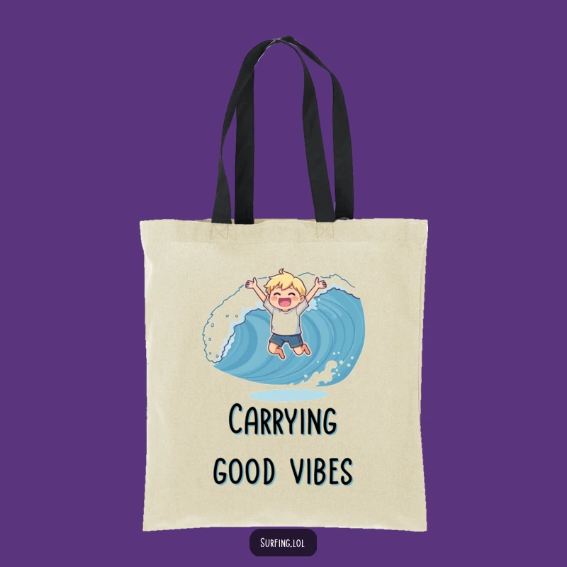 Funny Wave Catching Tote Bag: Carry Your Victories with Humorous Style