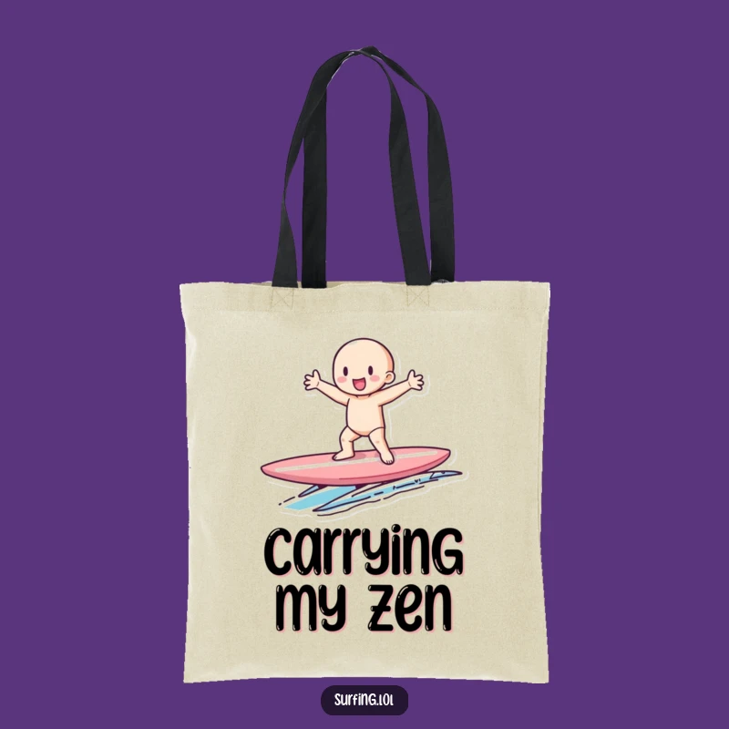 Funny Tiny Surfer Tote Bag: Carry Your Balance and Fun