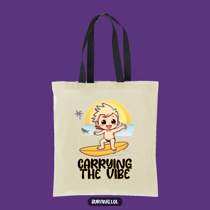 Funny Sunset Surfer Tote Bag - Cool Vibes, Practical Funny Gift