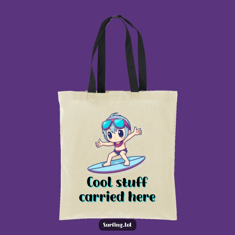 Funny Cool Surfer Tote Bag - Character Pose Bag, Practical Humorous Accessory