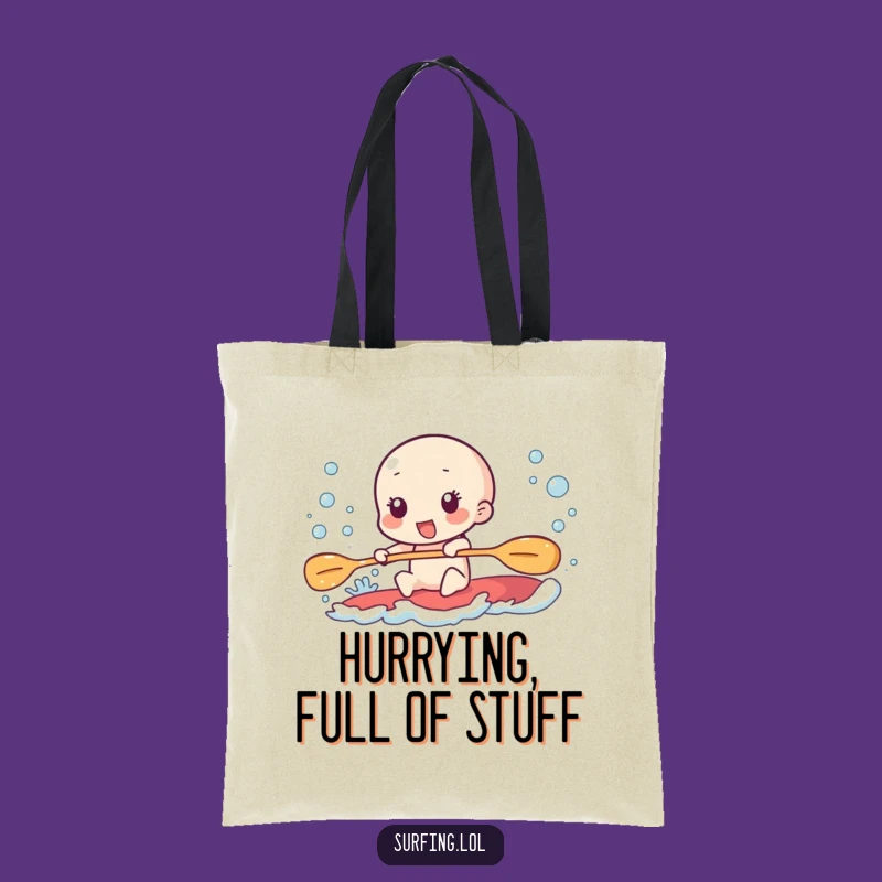 Funny Paddling Tote Bag: Furious Effort, Excited Bubbles Gift