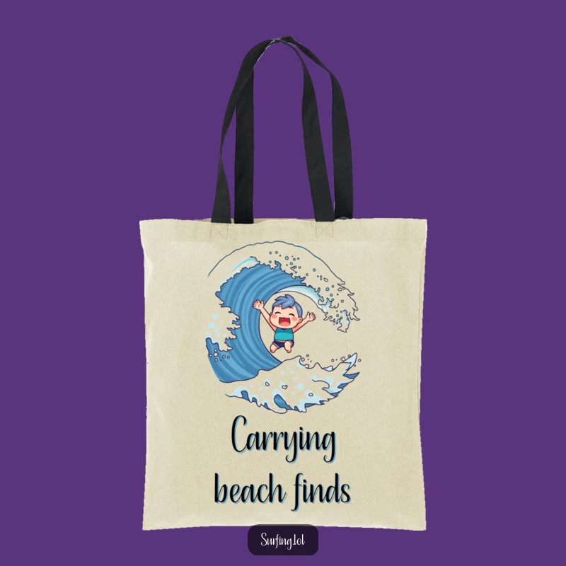 Funny Surfer Character Tote Bag: Triumphant Beach Companion, Gift
