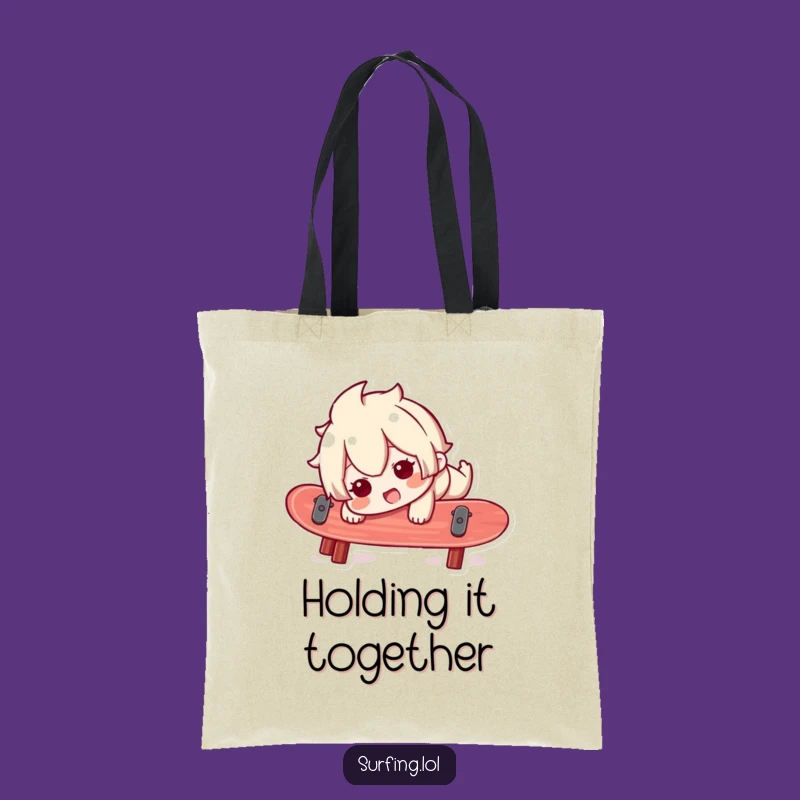 Funny Surfer Tote Bag: Wobbly Character Beach Bag Gift