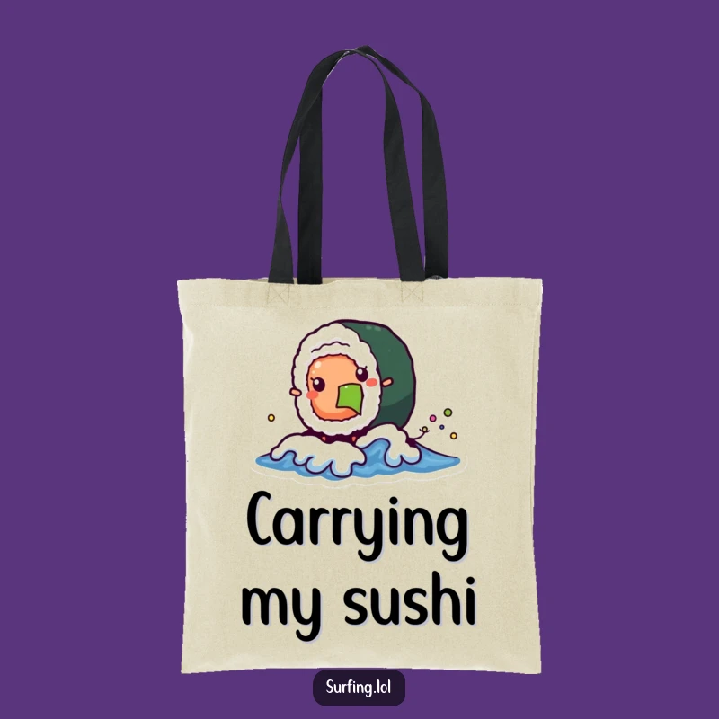Funny Sushi Wave Tote Bag: Wobbly Roll, Carry Your Fun!