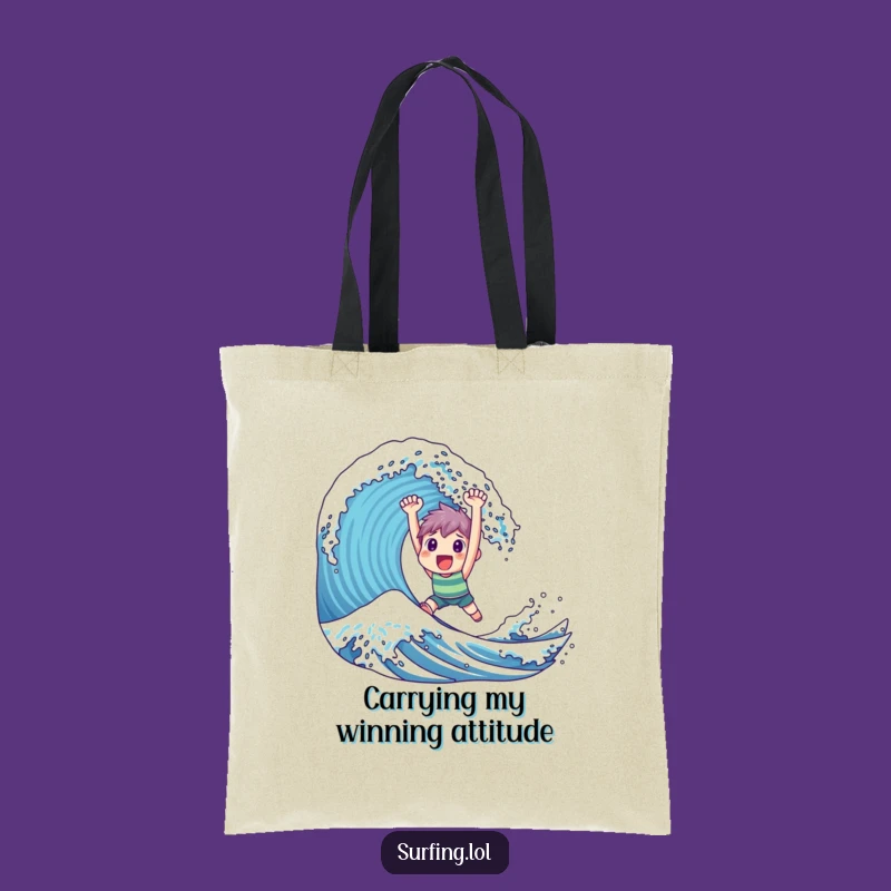 Funny Triumphant Surfer Tote Bag - Happy Character Bag, Practical Humorous Accessory