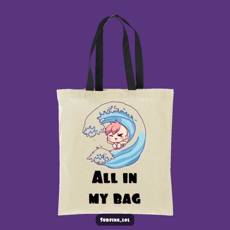 Funny Winking Wave Rider Tote Bag - Carry Your Mischief