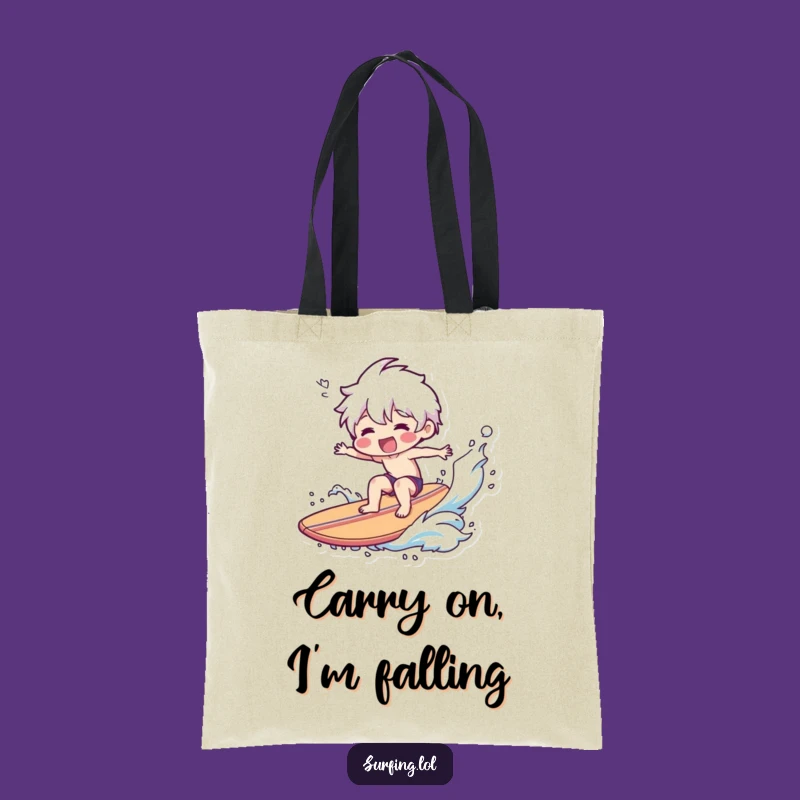 Funny Wipeout Surfer Tote Bag - Smiling Character Bag, Practical Humorous Accessory