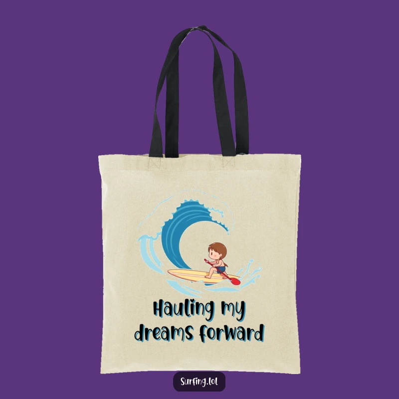 Funny Paddling Surfer Tote Bag - Happy Character Bag, Practical Humorous Accessory