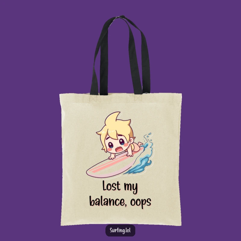 Funny Surfer Tote Bag: Gasping Dive, Surprised Wipeout Gift