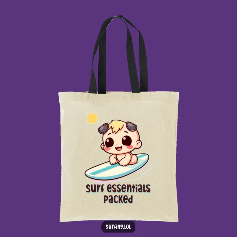 Funny Sunbathing Surfboard Tote Bag: Carry Your Sunny Mood Everywhere