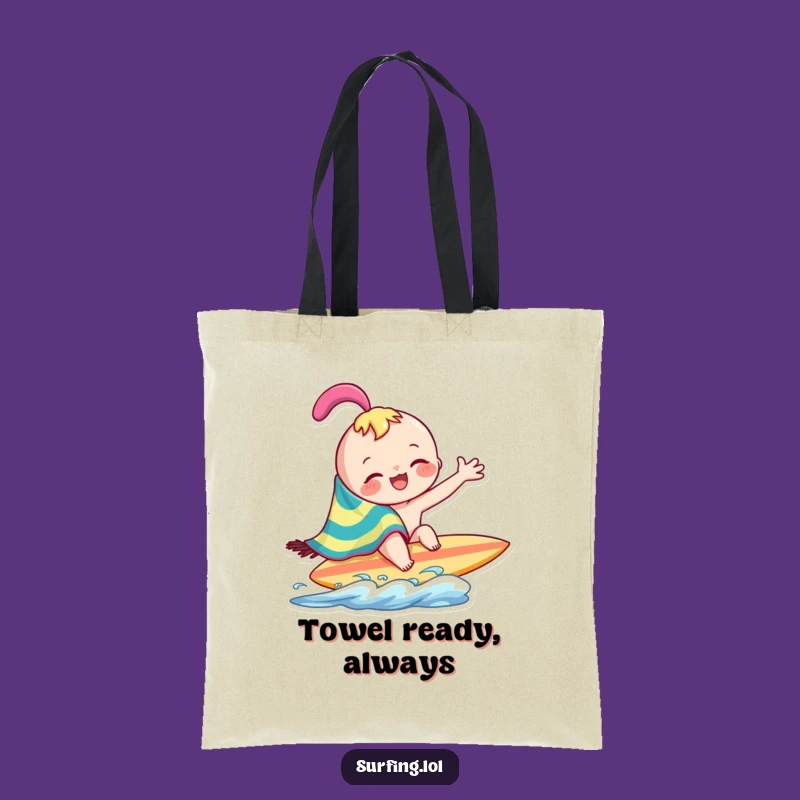 Funny Surf Towel Character Tote Bag: Joyful Wiping Art, Beach Essential, Perfect Funny Gift